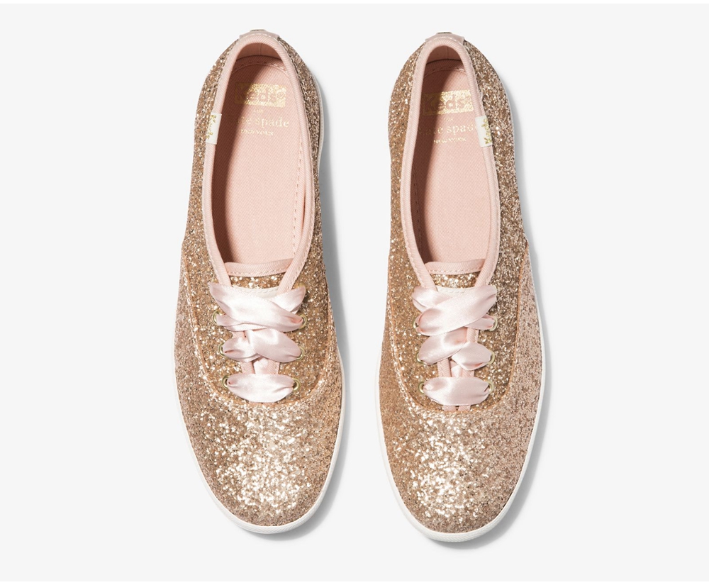 Basket Keds Femme Rose Doré - Kate Spade New York Champion Glitter - 593-ILTHVA